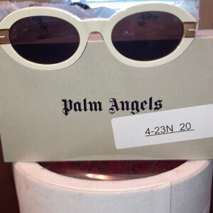 Palm Angels Cream Oval Sunglasses with Dark Lenses